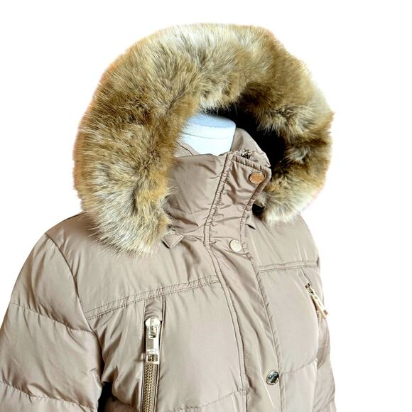 MICHAEL KORS Down Hooded Belted Puffer Coat Size M Water Resistant Zip Closure - Picture 5 of 15